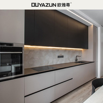  The whole cabinet is customized the kitchen is modern and simple the decoration is open the quartz stone countertop kitchen cabinet is customized and the small apartment is customized