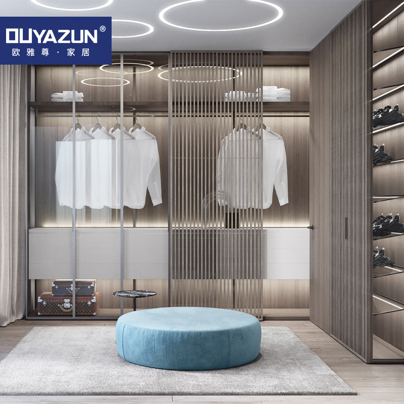 Euranzhong whole glass cloakroom light luxury bedroom open closet all room customized imported EGG board environmental protection