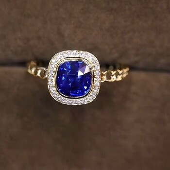 1 carat natural sapphire ring 18k gold natural diamond classic versatile color bright fire