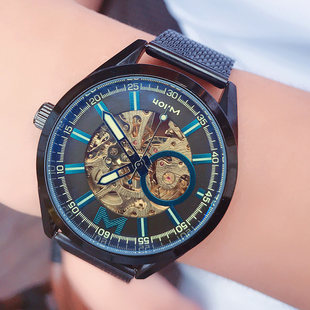 Мужские автоматические механические часы-скелетон, водонепроницаемые, с большим циферблатом, модные повседневные