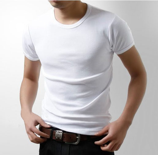 Summer men's t-shirt short-sleeved solid color slim fit elastic Korean style pure cotton trendy T-shirt half-sleeved bottoming shirt