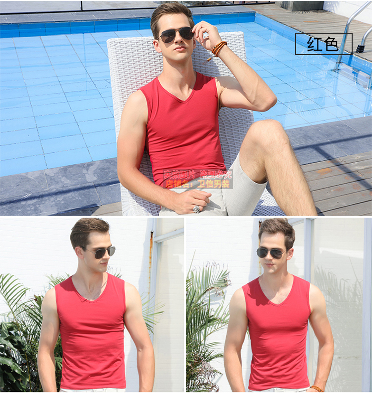 Của nam giới cotton màu đen rộng vai cắt thêu kích thước lớn vest vest không tay T-Shirt nam mới đàn hồi đáy áo sơ mi