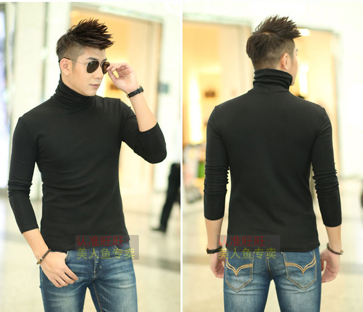 Mùa thu đông cao cổ áo sơ mi nam t-shirt Áo thun cotton mỏng, quần dài tay giản dị áo thun adidas