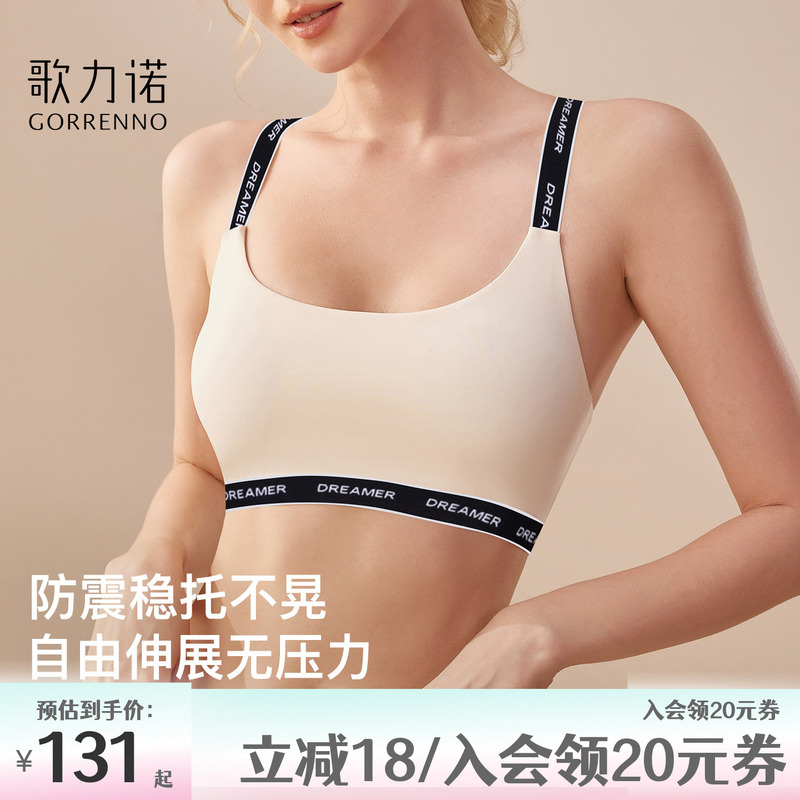 Gelino Sports Bra for Women with Cross Straps, Beautiful Back Design, Anti-Sagging, Thin, Shockproof, Chest Wrap Bra Set