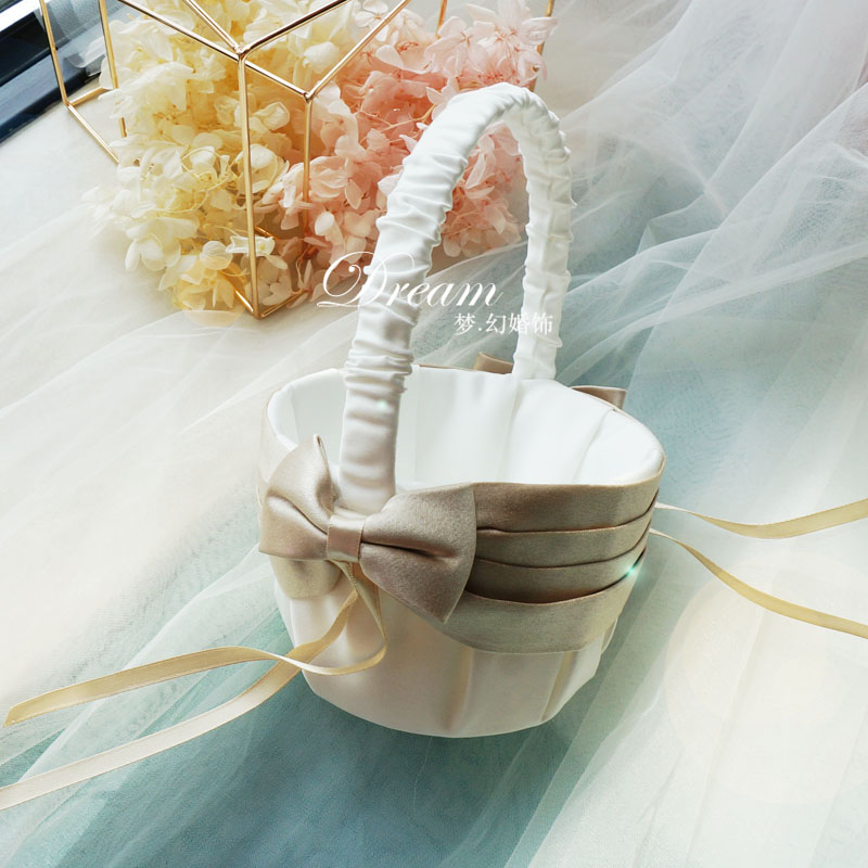 Western-style creative wedding flower girl flower basket portable petal wedding props supplies flower basket storage basket