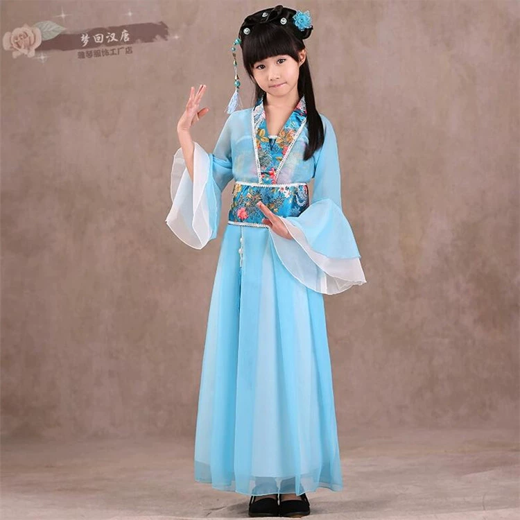 Trang phục trẻ em cổ tích trang phục bé gái công chúa váy bé gái Hanfu trang phục biểu diễn guzheng chụp ảnh khiêu vũ trang phục