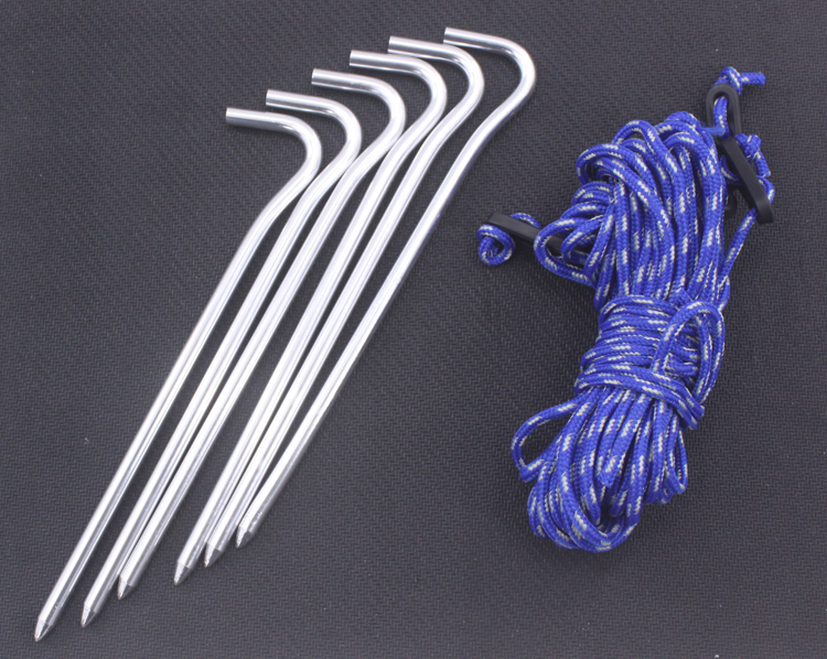Ngoài trời tán lều phụ kiện hợp kim nhôm móng tay windproof rope tent rope lều nail set với túi bên ngoài đồ cắm trại