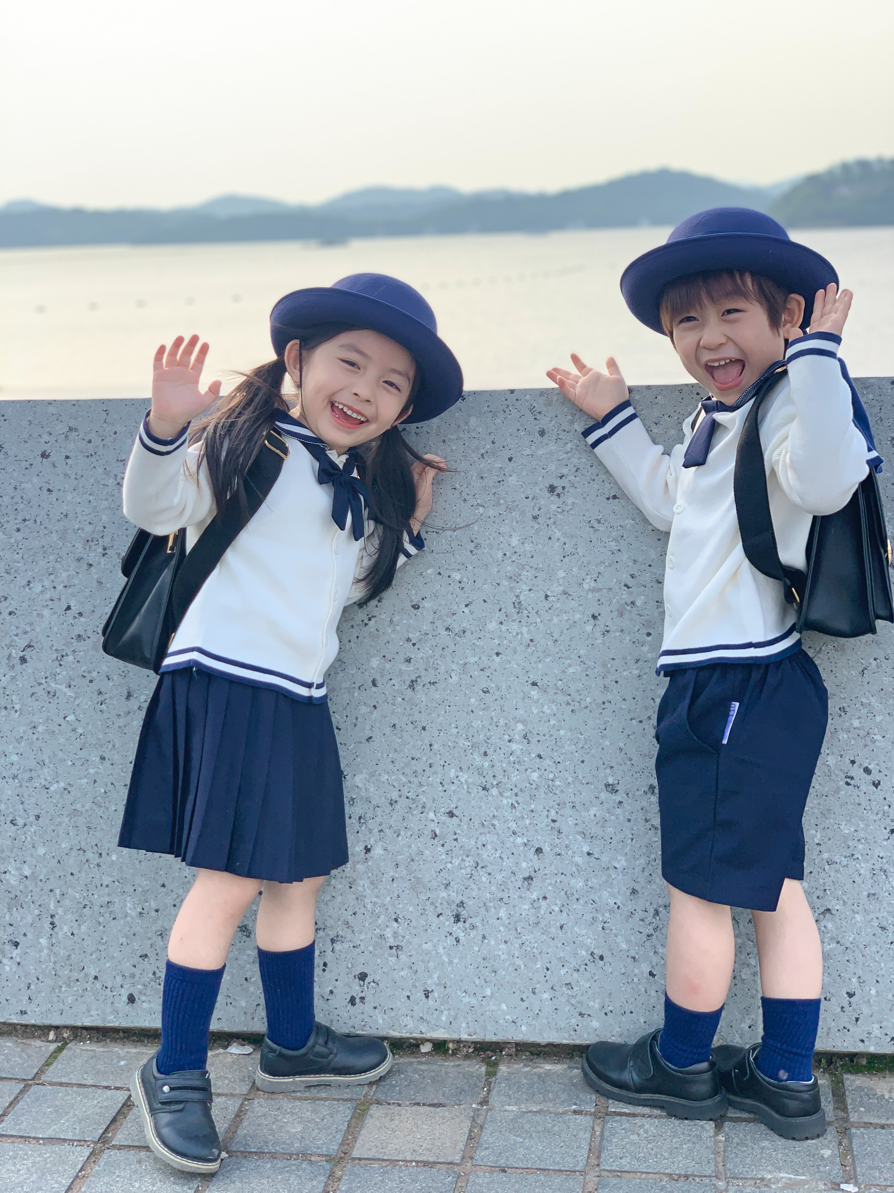 School uniform class uniform cute British uniform sailor sweater children's cardigan kindergarten primary school autumn and winter photo formal dress