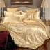 bộ đồ giường satin jacquard châu Âu một gia đình bốn 1,5m /1.8m tấm satin mượt đôi Bộ đồ chăn - Bộ đồ giường bốn mảnh