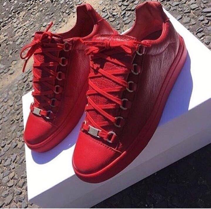 全真牛褶皮绑带低帮男鞋女鞋情侣款板鞋秋冬新款休闲时尚鞋红色鞋