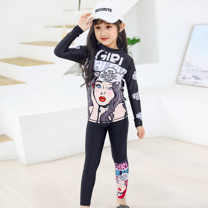 Diving Suit Children Split Parenting New Long Sleeves Long Pants Sunscreen Swimsuit Girls CUHK Child Speed Dry Jellyfish-Taobao