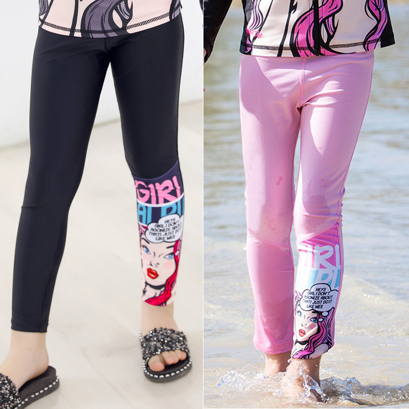 Korean version 2019 new children's swimsuit Girls 'middle and large children's long-sleeved trousers wetsuit girls' tops and pants are sold alone