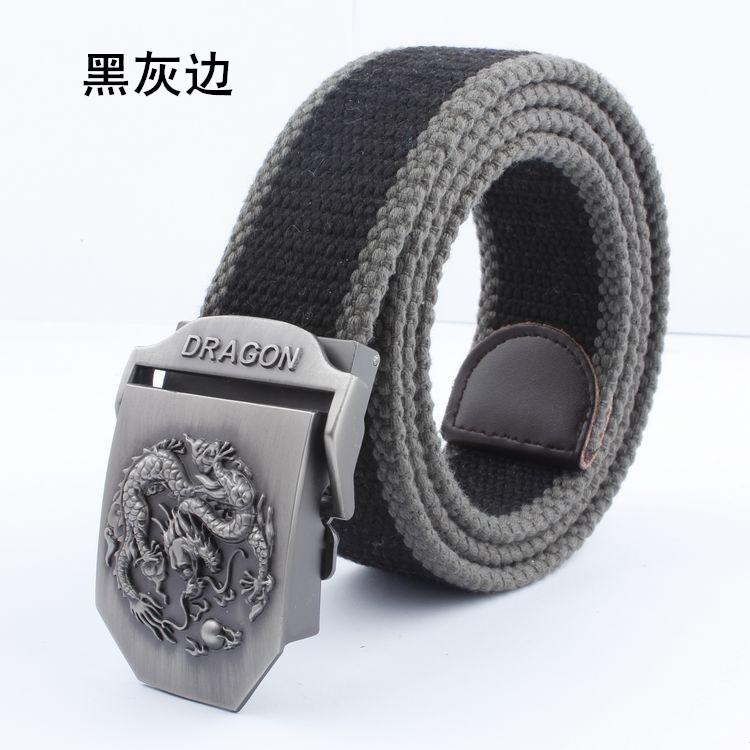 Dragon hợp kim khóa tự động dây đai vải dệt kim nam dày vành đai quần ngoài trời một thế hệ - Thắt lưng thắt lưng da cá sấu hoa cà