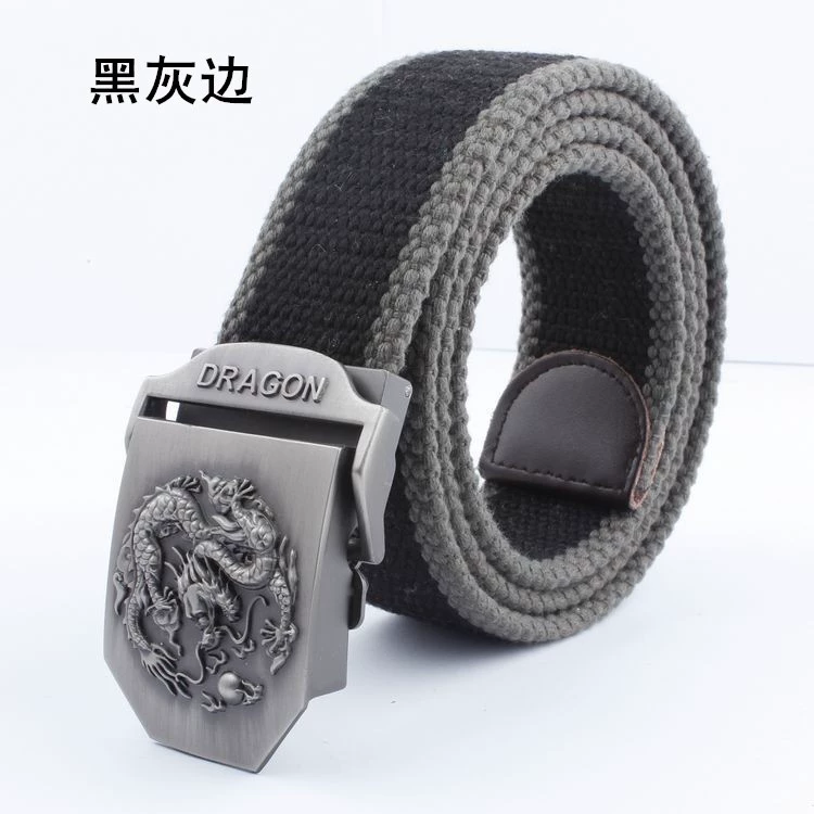 Dragon hợp kim khóa tự động dây đai vải dệt kim nam dày vành đai quần ngoài trời một thế hệ - Thắt lưng thắt lưng da nam