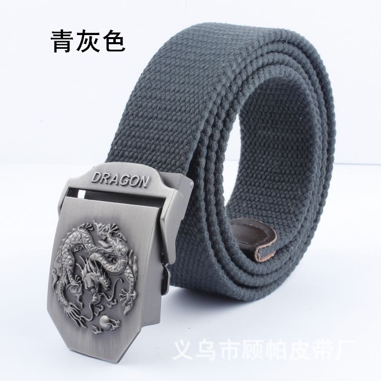 Dragon hợp kim khóa tự động dây đai vải dệt kim nam dày vành đai quần ngoài trời một thế hệ - Thắt lưng thắt lưng da cá sấu hoa cà