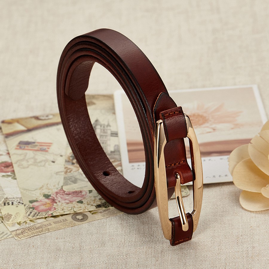 Bánh xe cũ thời trang top top da bò nữ đai mỏng Phiên bản Hàn Quốc của khóa retro pin khóa với váy - Thắt lưng dây thắt lưng nam