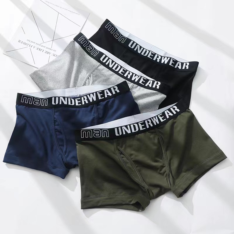 Men's underwear pure cotton boxer crotch youth trend breathable skin-friendly non-fading antibacterial square panties - Taobao