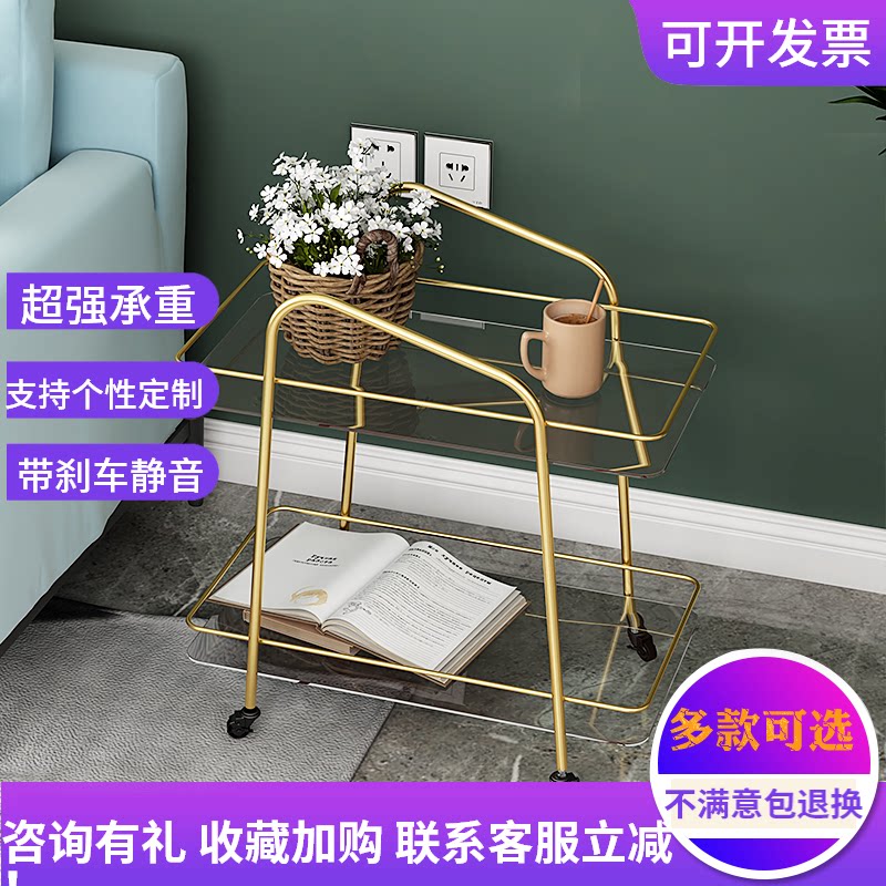 Mobile dining cart trolley 4S restaurant home stainless steel hotel glass living room wine trolley shelf