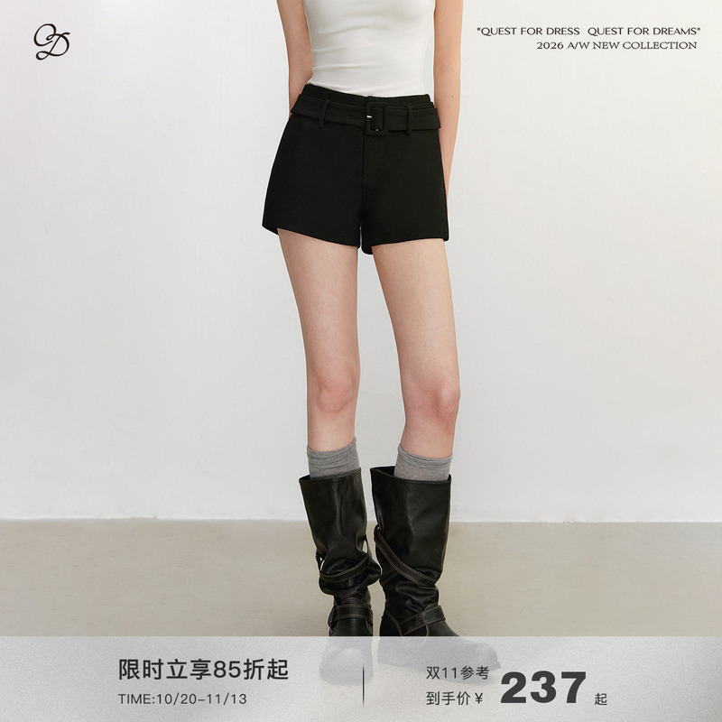 Qdqd Simple High-Waisted Square Buckle Belt Casual Shorts Slim Fit Versatile Commuting Straight Basic Shorts Qdqd Simple High-Waisted Square Buckle Belt Casual Shorts Slim Fit Versatile Commuting Straight Basic Shorts