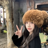 Милая демисезонная шерстяная удерживающая тепло бархатная шапка, с медвежатами, увеличенная толщина