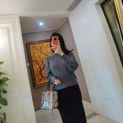 T new women's round neck long sleeve wool cashmere twisted thick knit sweater