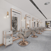 Net celebrity barber shop mirror table double-sided single-sided hair salon special floor-to-ceiling trendy hair salon with lamp hair salon hair salon mirror