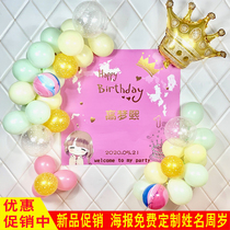 Girl birthday decoration scene layout Childrens and babys 100-day full moon party background wall poster customization