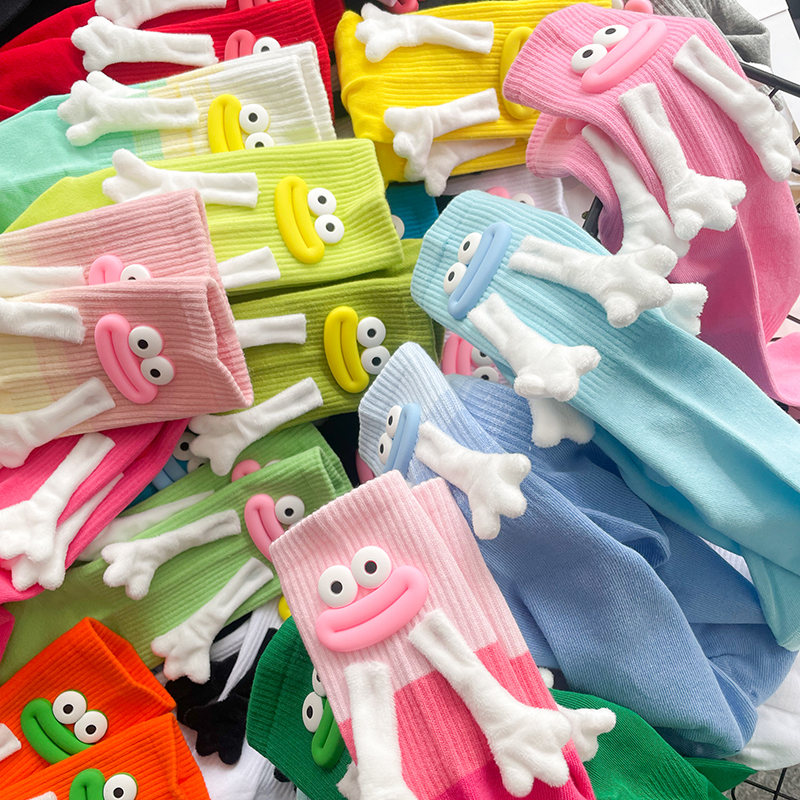 Trendy Brand Ugly-Cute Quirky 3D Big Mouth Cartoon 3D Big Feet Mid-Calf Socks Trendy Brand Ugly-Cute Quirky 3D Big Mouth Cartoon 3D Big Feet Mid-Calf Socks
