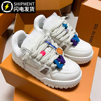 Akita Donkey's Little Fatty Trainer Thick-Soled Sneakers for Men and Women in Autum 2025 New Versatile Height-Increasing White Shoes