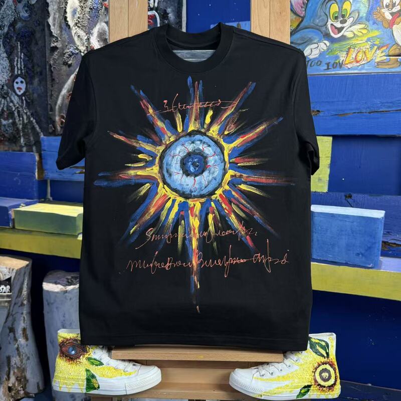 Tongri Crazy Thoughts Designer Hand-Drawn Graffiti Short-Sleeve T-Shirt Unisex Casual Versatile Commuting T-Shirt