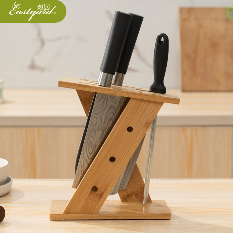 Bamboo Knife Holder Knife Holder Shelf Knife Storage Rack Nanzhu Shelf Insert Knife Holder Knife Shelf Household Kitchen Knife Shelf