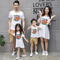 Parent-child summer dress 2022 new trendy family dress a family of three short-sleeved t-shirt dress mother-child mother-daughter dress set