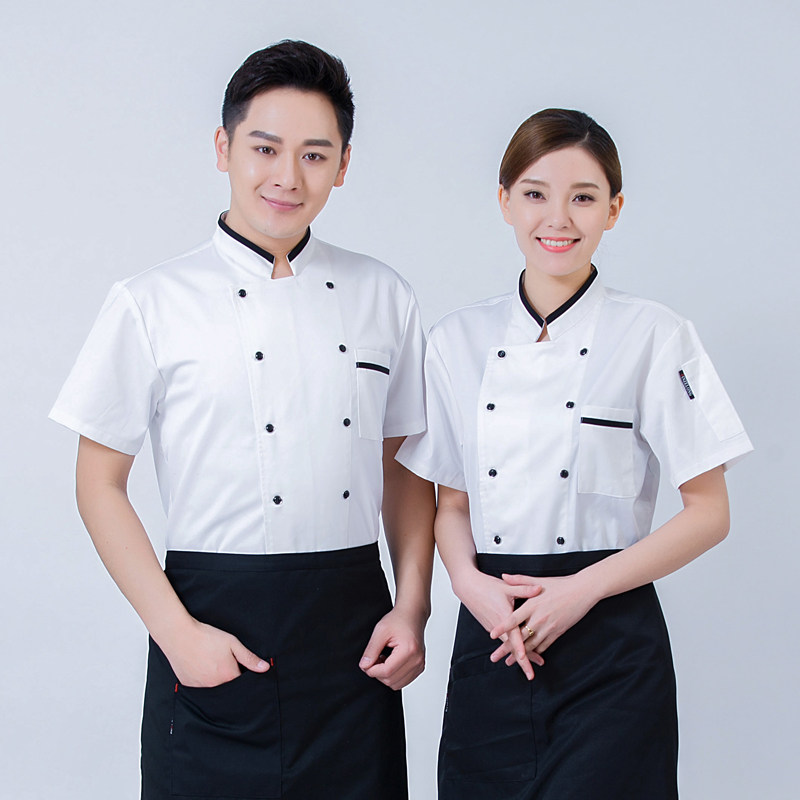 Chef suit men's short sleeve summer thin section school canteen kitchen back kitchen work clothes West Point chef suit long sleeve female