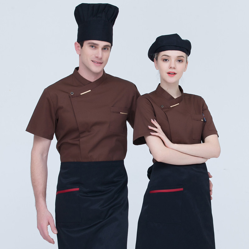 Coffee Color Chef Conserved Men Short Sleeves Summer Breathable Egg Pastry Baking Clothing West Restaurant Kitchen Chefs