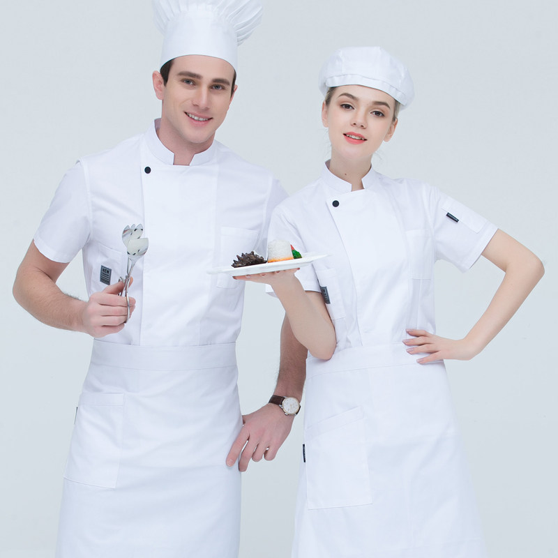 High-end chef overalls men's short-sleeved summer hotel catering chef clothing kitchen chef clothing short-sleeved breathable