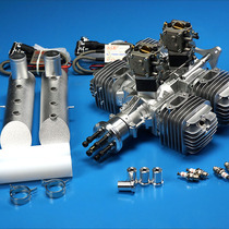 DLE222 model aircraft gasoline engine four-cylinder two-stroke side exhaust natural air-cooled hand start 222CC displacement