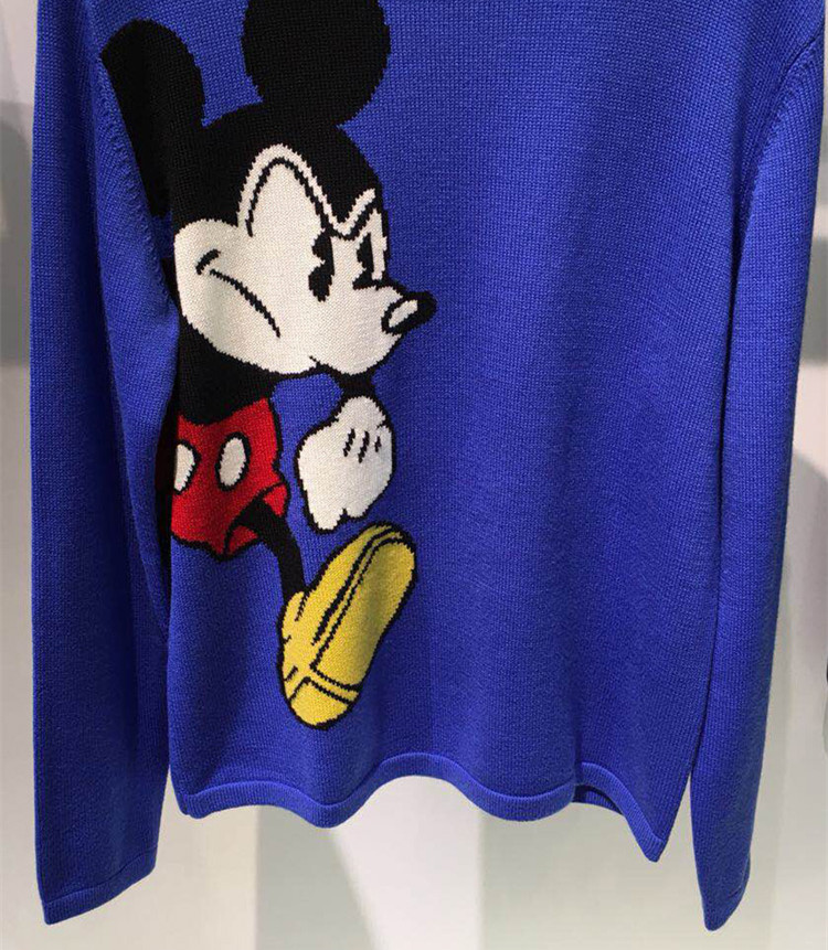 P new 2018 Mickey áo len chung áo len động vật hoạt hình áo len màu xanh lỏng áo len dày áo khoác nam cao cấp