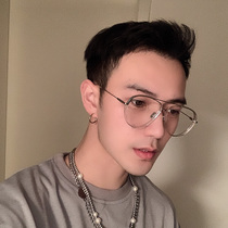 Pilot style retro large size frame female Korean version male Classic transparent windshield anti-blue radiation flat mirror