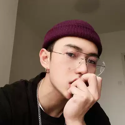 Frameless trimming designer pilot flat mirror myopia anti-blue big face glasses frame retro men's and women frame