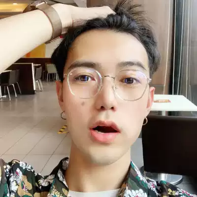 Japanese retro small frame tb glasses frame transparent small face round frame flat mirror myopia men and women oversize art tide