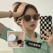 Little red book blogger with folding sun glasses Brown fashion big frame thin female sunglasses anti-ultraviolet square tide