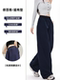 Navy Blue Sports Cargo Pants for Women, New Autumn Style, American High-Waisted Slimming Wide-Leg Pants, Petite Straight-Leg Pants for Men