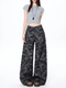 Amerikanische High-Street-Arbeitskleidung, weites Bein, Camouflage-Jeans für Damen, kleine Retro-Hosen mit hoher Taille, lockere, schlanke, gerade Hosen im Herbst