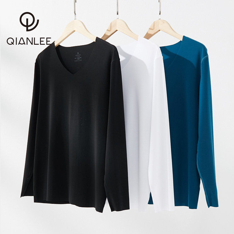 Xinjiang Changsuede cotton autumn clothes men's V collar No marks in long sleeves Inner Lap Clothing Men's Underwear Upper Body Warm Clothes Spring Autumn