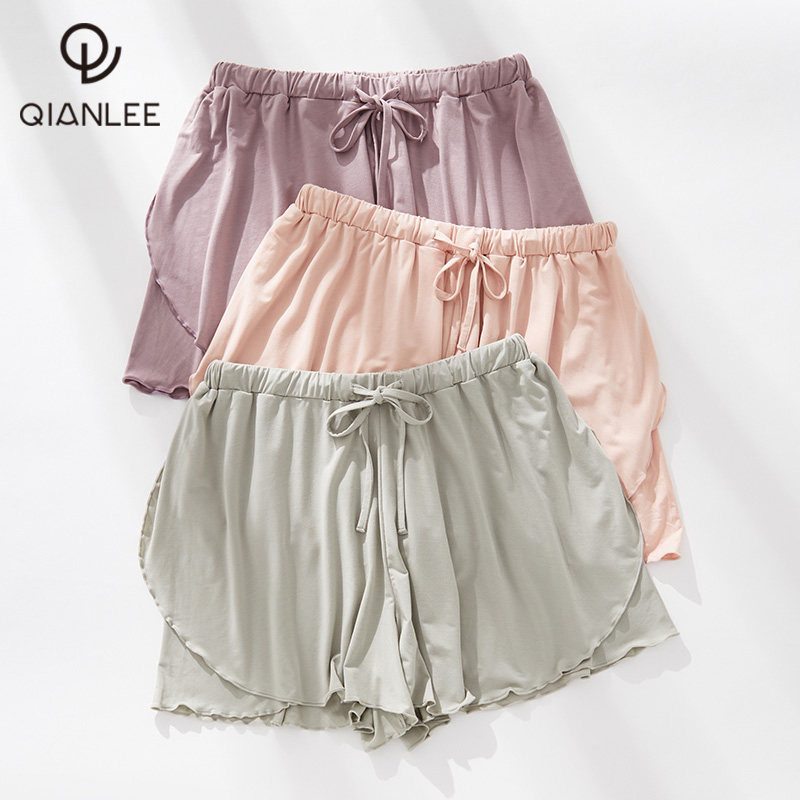 1 Piece Modale Sleeping Pants Women's Summer Home Shorts Ice Silk Sensation Loose Home Casual Shorts Day Tying Pants Thin