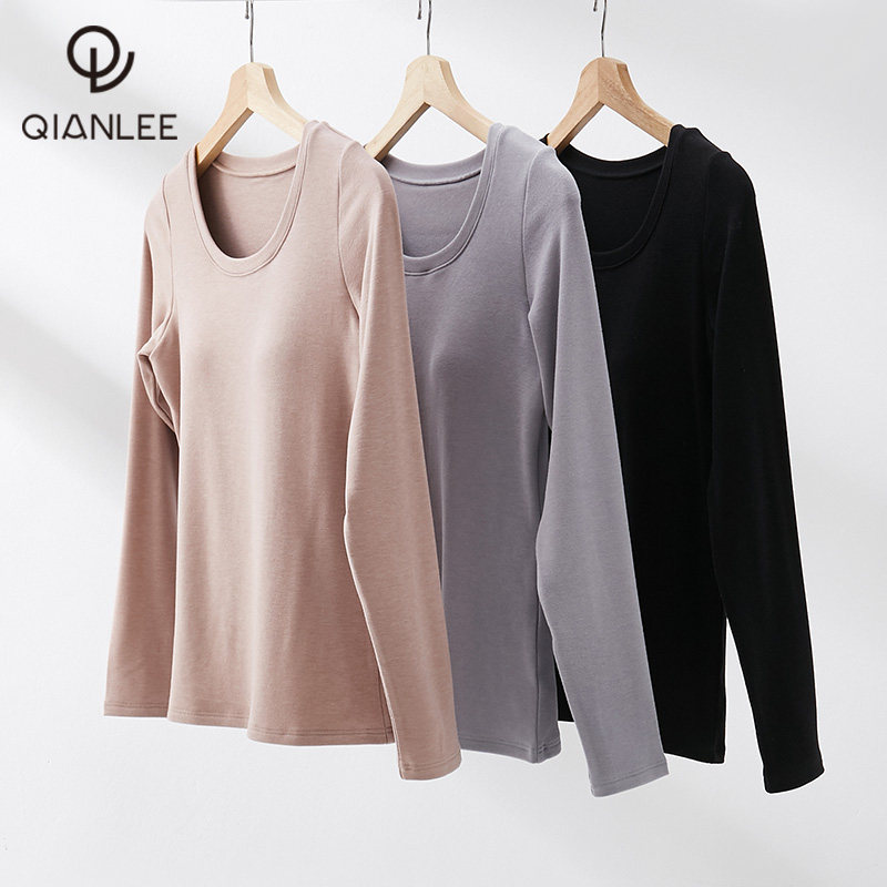 1 piece with chest cushion calorific coat with velvet thickened and velvety winter warm blouse in single piece with autumn clothes to the bottom