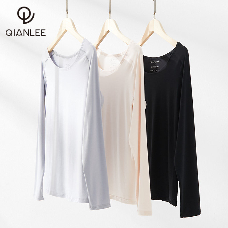 1 piece of Modale Women's lingerie beating undershirt U collar autumn clothes woman slim fit with close-fitting warm upper single piece blouse