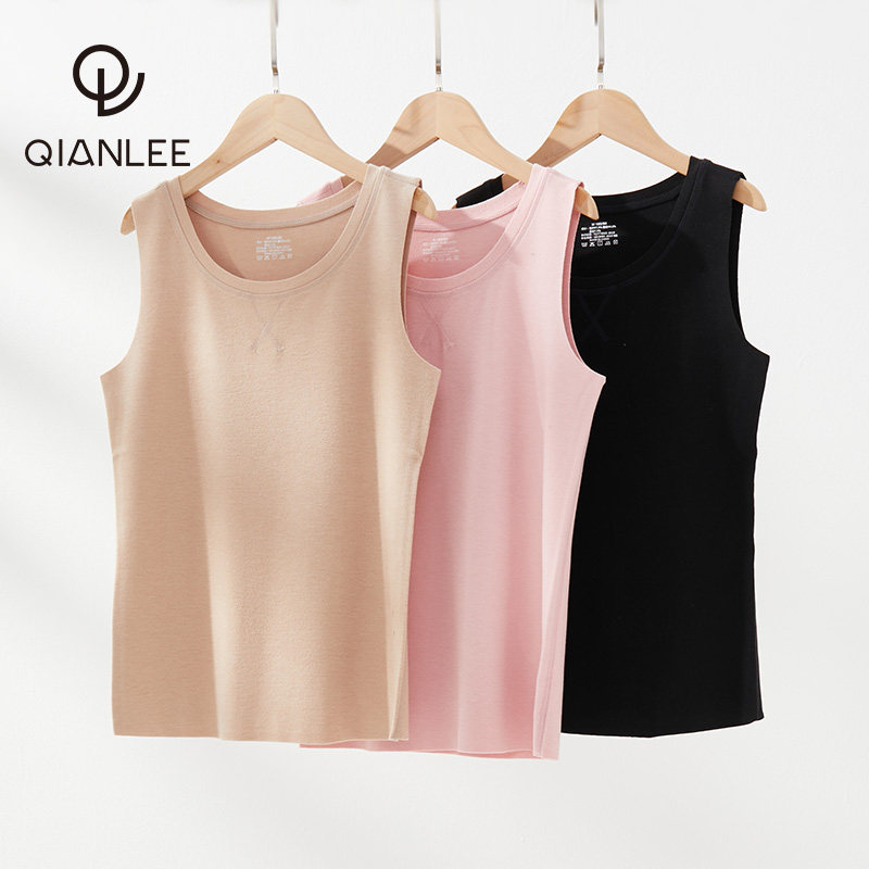 2 pieces Double-sided Develvet Seamless Warm Vest Woman inside wearing bottom thickened Gardown heating Anti-cold underwear blouse winter