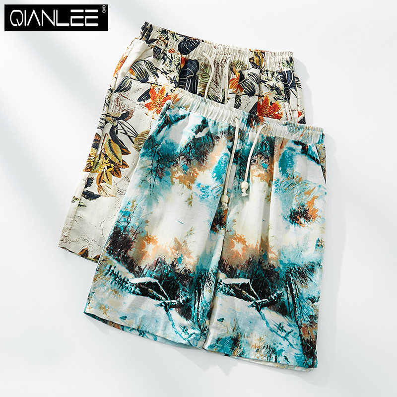 2 men Sleeping Pants Shorts Casual Shorts Cotton home 50% 50% Pants Loose Outside Wearing Beach Pants Male Style Large Size