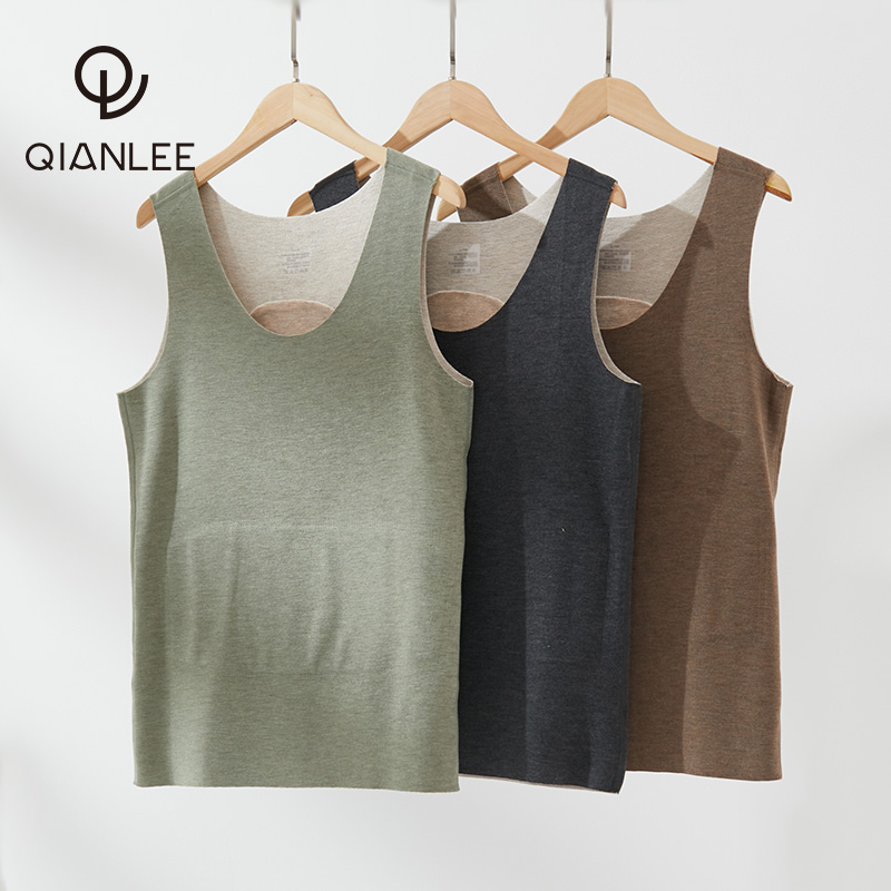 Double sided Develvet warm vest men's inside wearing gush thickened beating bottom fever Anti-chilling tummy back patch winter